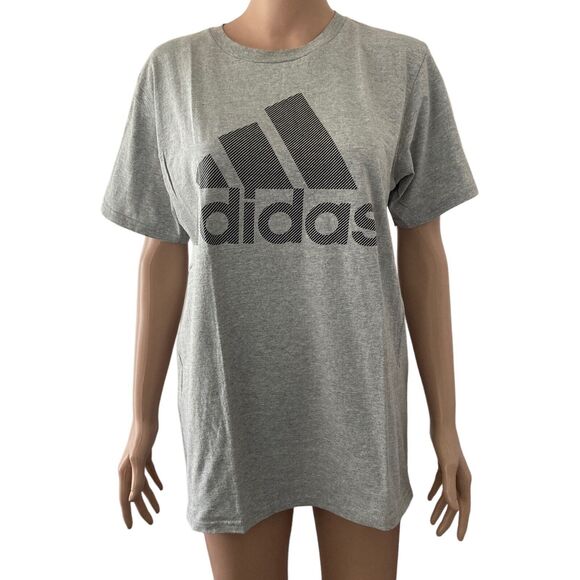 ADIDAS Amplifier Tee Mens Medium Gray Black Stretch Logo short Sleeve - Picture 1 of 7